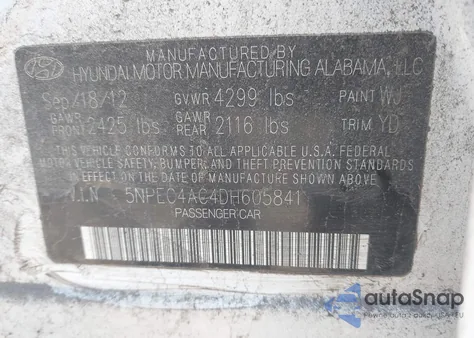 2013 Hyundai Sonata Limited from USA, damaged, VIN 5NPEC4AC4DH605841